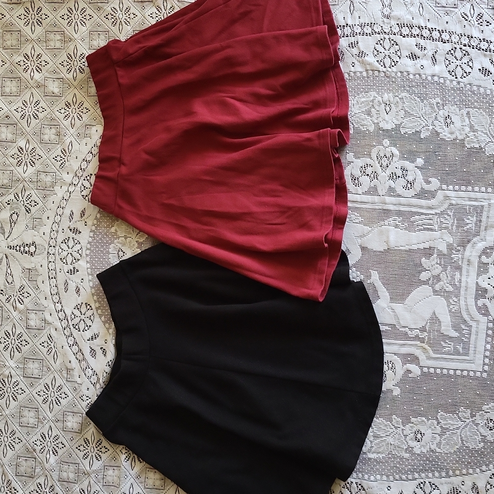 Bundle of 2 Small Dani's Choice Mini Skirts Black Red High Waist A-Line Skater